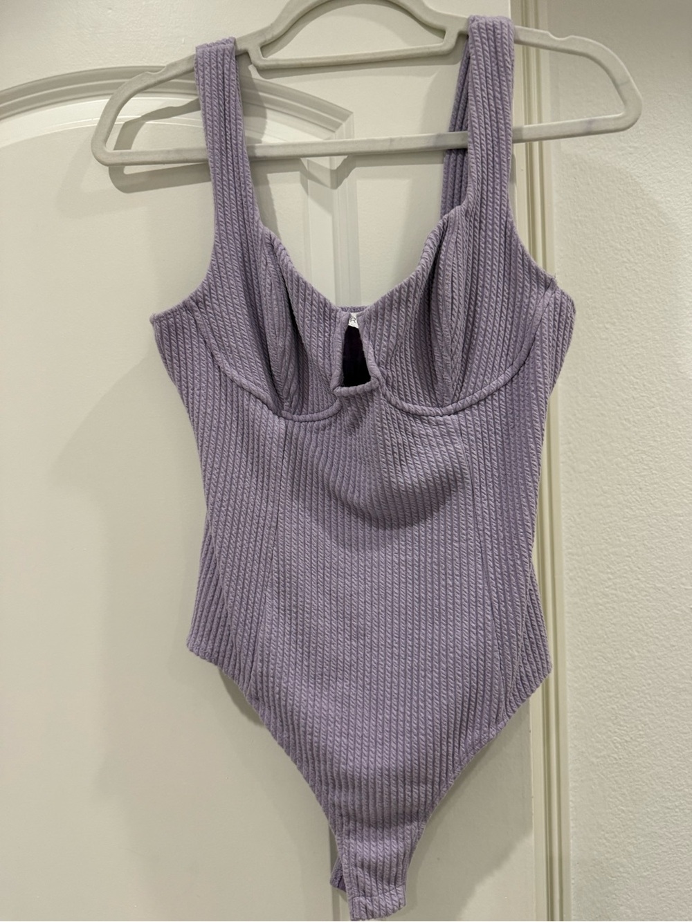 Astr Lilac Ribbed One-Piece Bodysuit - Picture 6 of 7